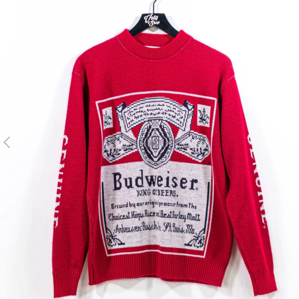 Budweiser Beer Knit Sweater Vintage